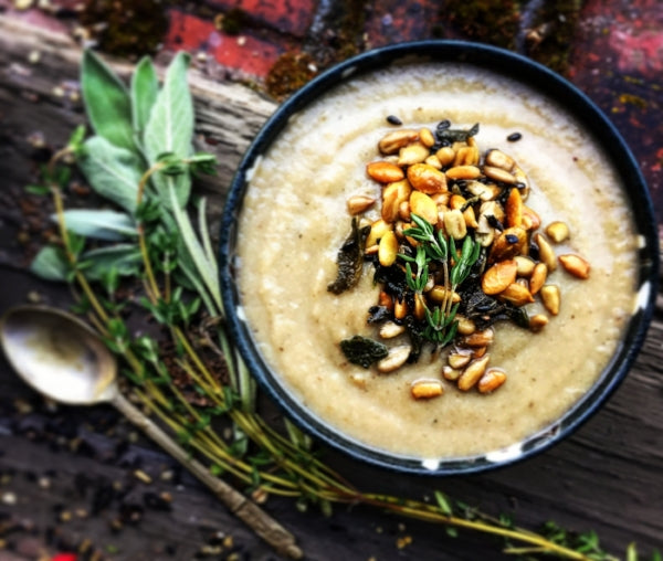 Vegan Cream of Mushroom & Sage Soup